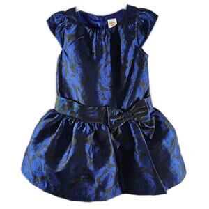 Gymboree Fancy Flowers Blue/ Black Lined Polyester Dress Little Girls 2T